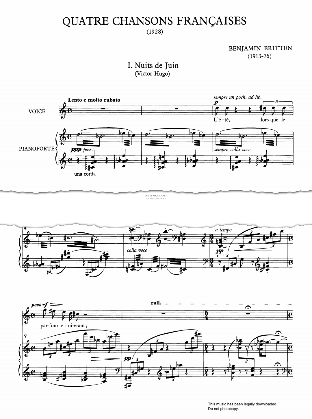 Product picture to: Nuits de Juin (from 'Quatre Chansons Françaises')