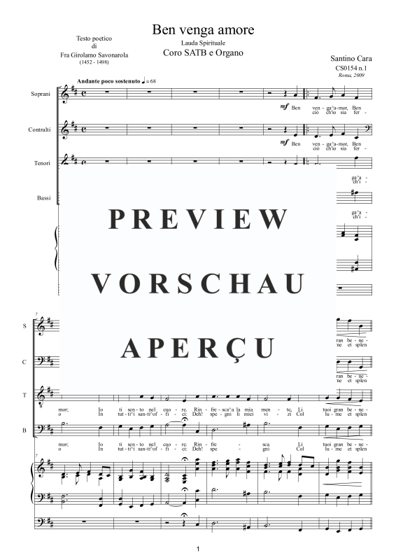 Product gallery: Page 2 of 11 Ben venga amore, , Mixed Choir and Organ