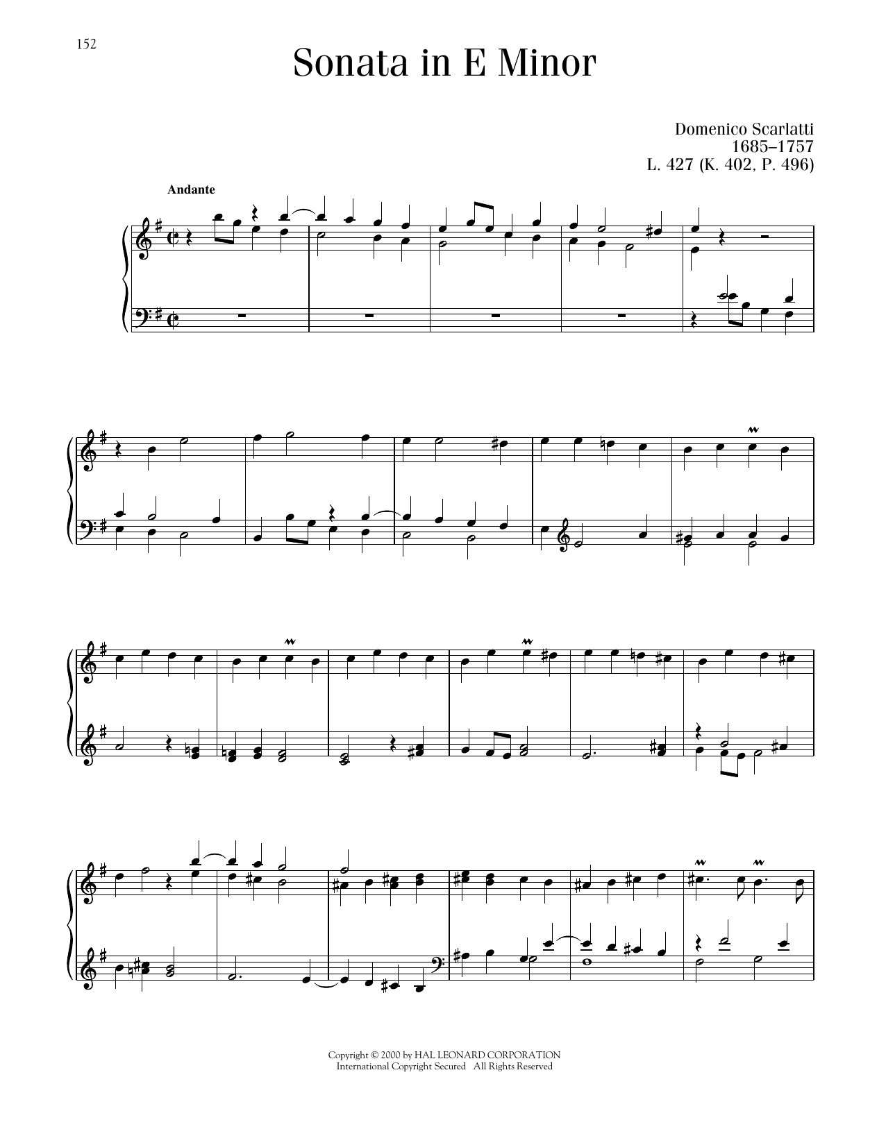 Product picture to: Sonata In E Minor, K. 402