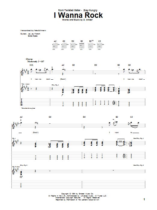Produktgalerie: Seite 1 von 1 I Wanna Rock, Twisted Sister, Gitarre