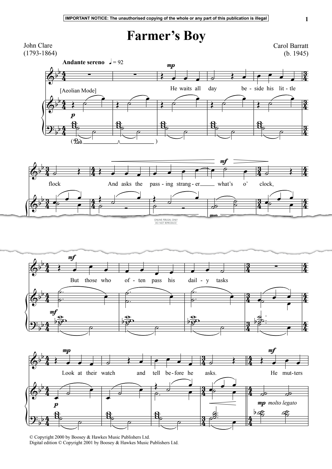 Produktgalerie: Seite 1 von 1 Farmer’s Boy, Carol Barratt, Gesang, Klavier