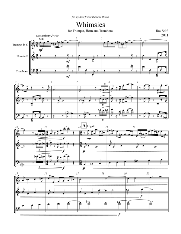 Produktgalerie: Seite 1 von 11 Whimsies, , (Blechbläser Trio Trompete in C, Horn in F + Posaune)