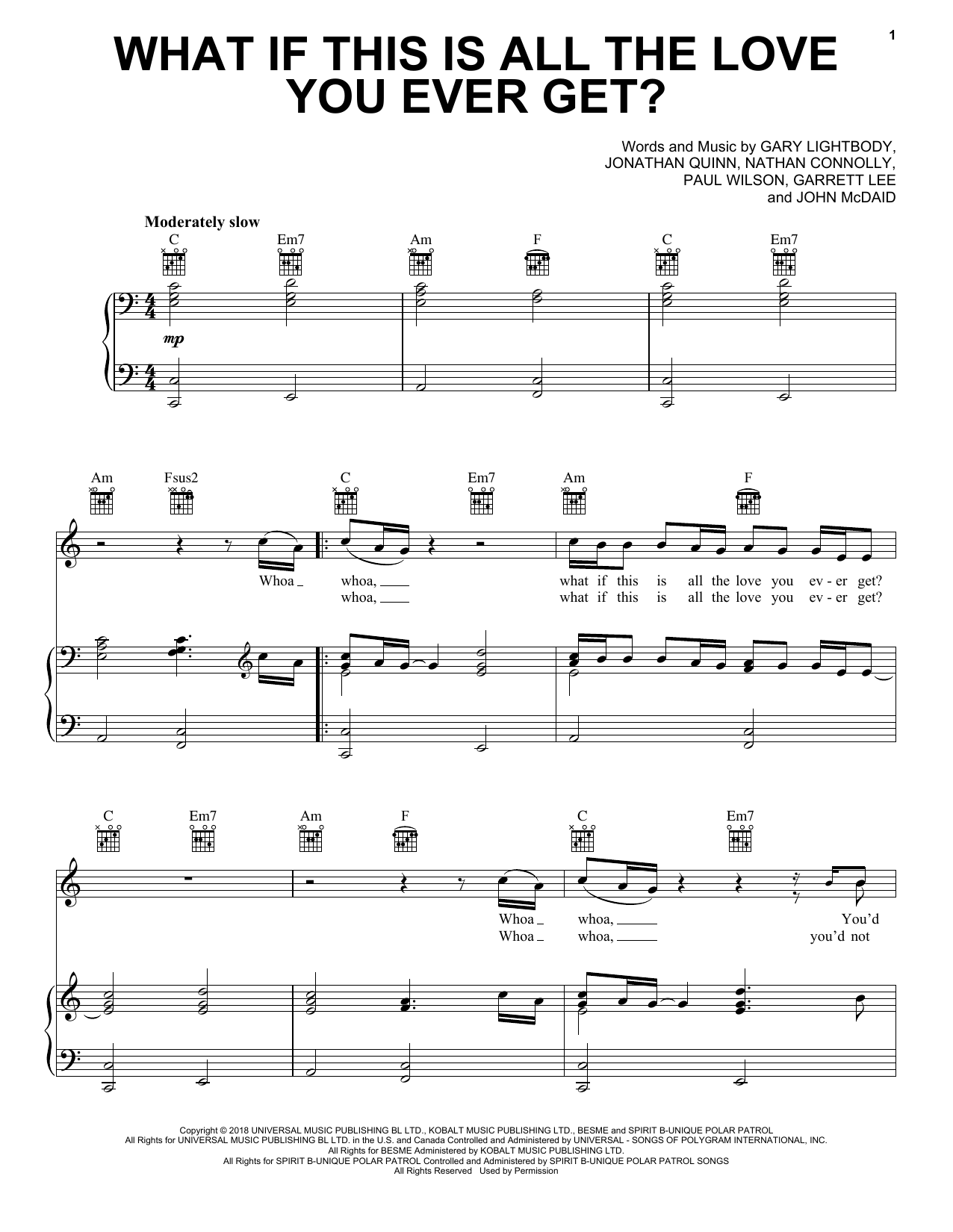 Produktgalerie: Seite 1 von 1 What If This Is All The Love You Ever Get?, Snow Patrol, Gesang, Gitarre, Klavier