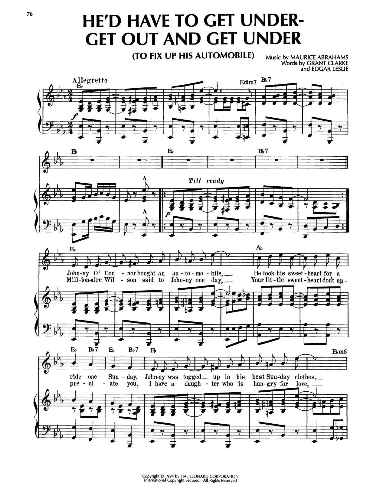 Produktgalerie: Seite 1 von 1 He'd Have To Get Under--Get Out And Get Under (To Fix Up His Automobile), Grant Clarke, Gesang, Gitarre, Klavier