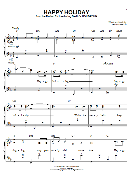 Product gallery: Page 1 of 1 Happy Holiday, Irving Berlin