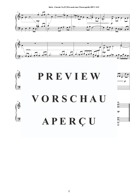 Produktgalerie: Seite 3 von 3 Choral No.35 in G-Dur (Wie nach einer Wasserquelle) BWV 1119, , Klavier Solo