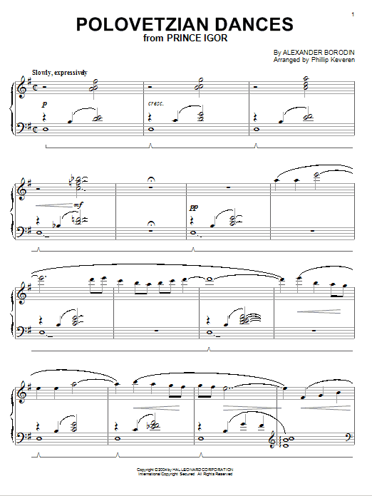 Product gallery: Page 1 of 1 Polovetsian Dances [Jazz version] (arr. Phillip Keveren), Alexander Borodin