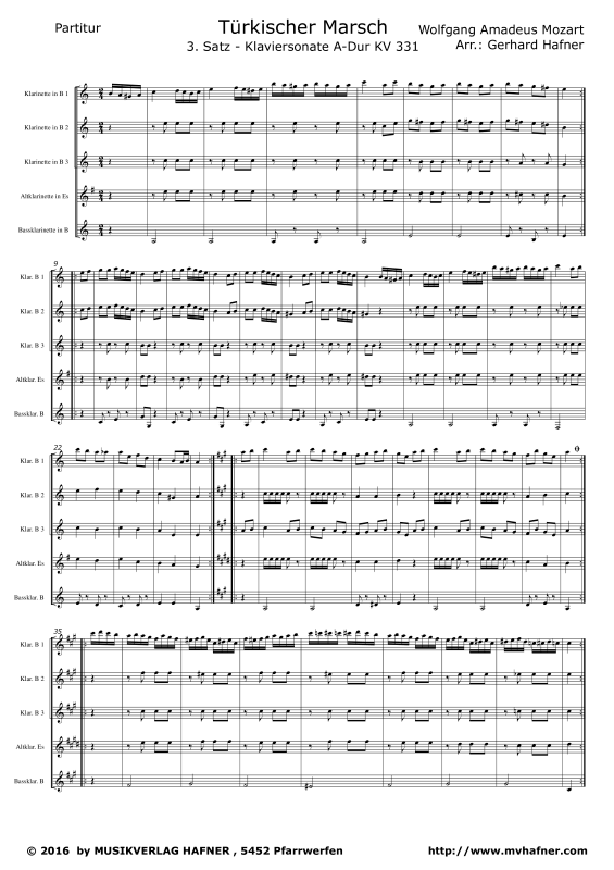 Product gallery: Page 1 of 11 Türkischer Marsch, , (Clarinet Quintet)