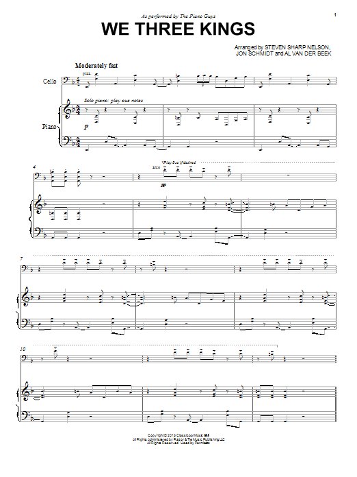 Produktgalerie: Seite 1 von 1 We Three Kings, The Piano Guys, Klavier, Violoncello