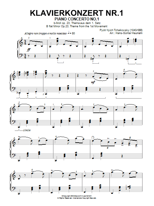 Product gallery: Page 1 of 1 Piano Concerto No. 1 In Bb Minor Op. 23, Pyotr Il'yich Tchaikovsky