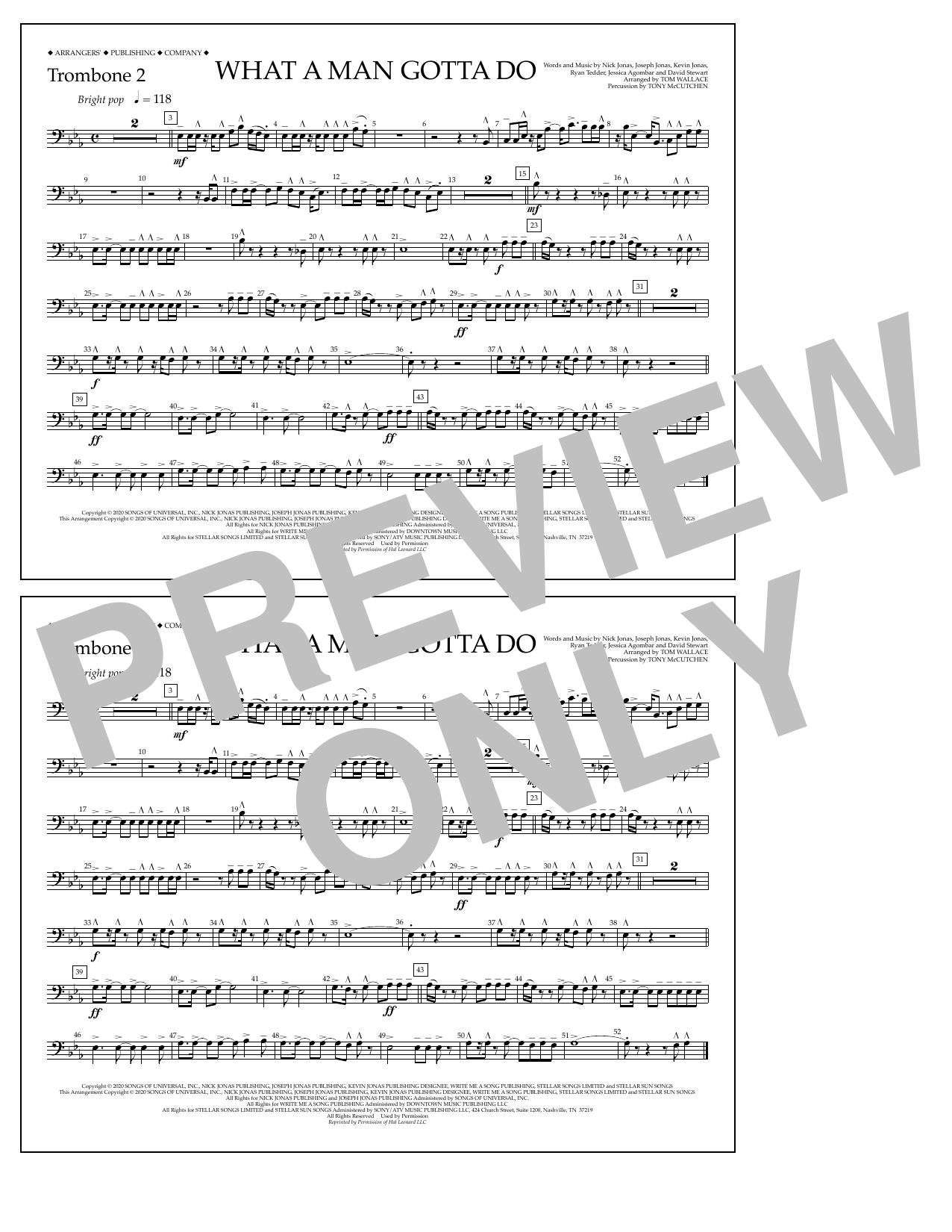 Product picture to: What a Man Gotta Do (arr. Tom Wallace) - Trombone 2