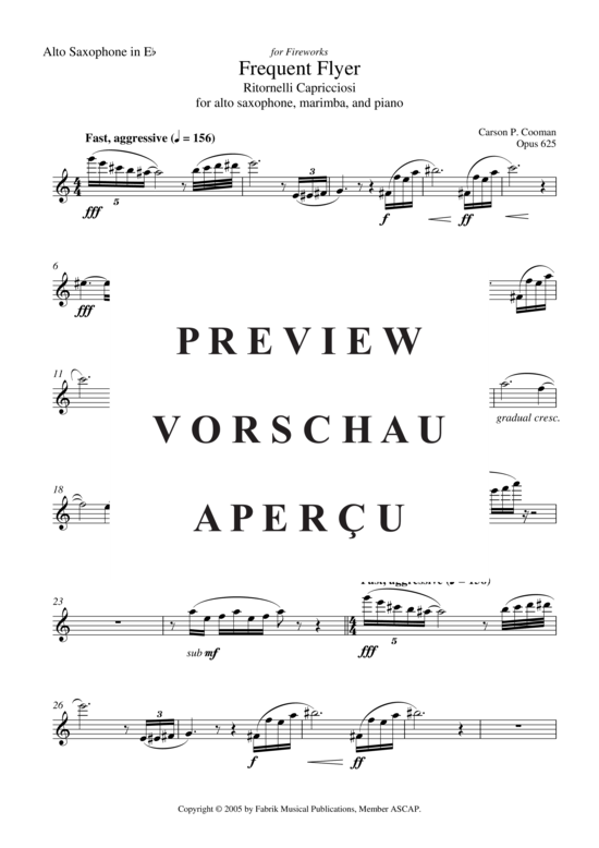 Product gallery: Page 21 of 21 Frequent Flyer , , (alto saxophone, marimba + piano)