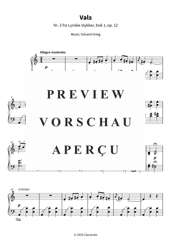 Product gallery: Page 5 of 7 Vals - Nr. 2 fra Lyriske stykker, bok 1, op. 12, , Piano Solo