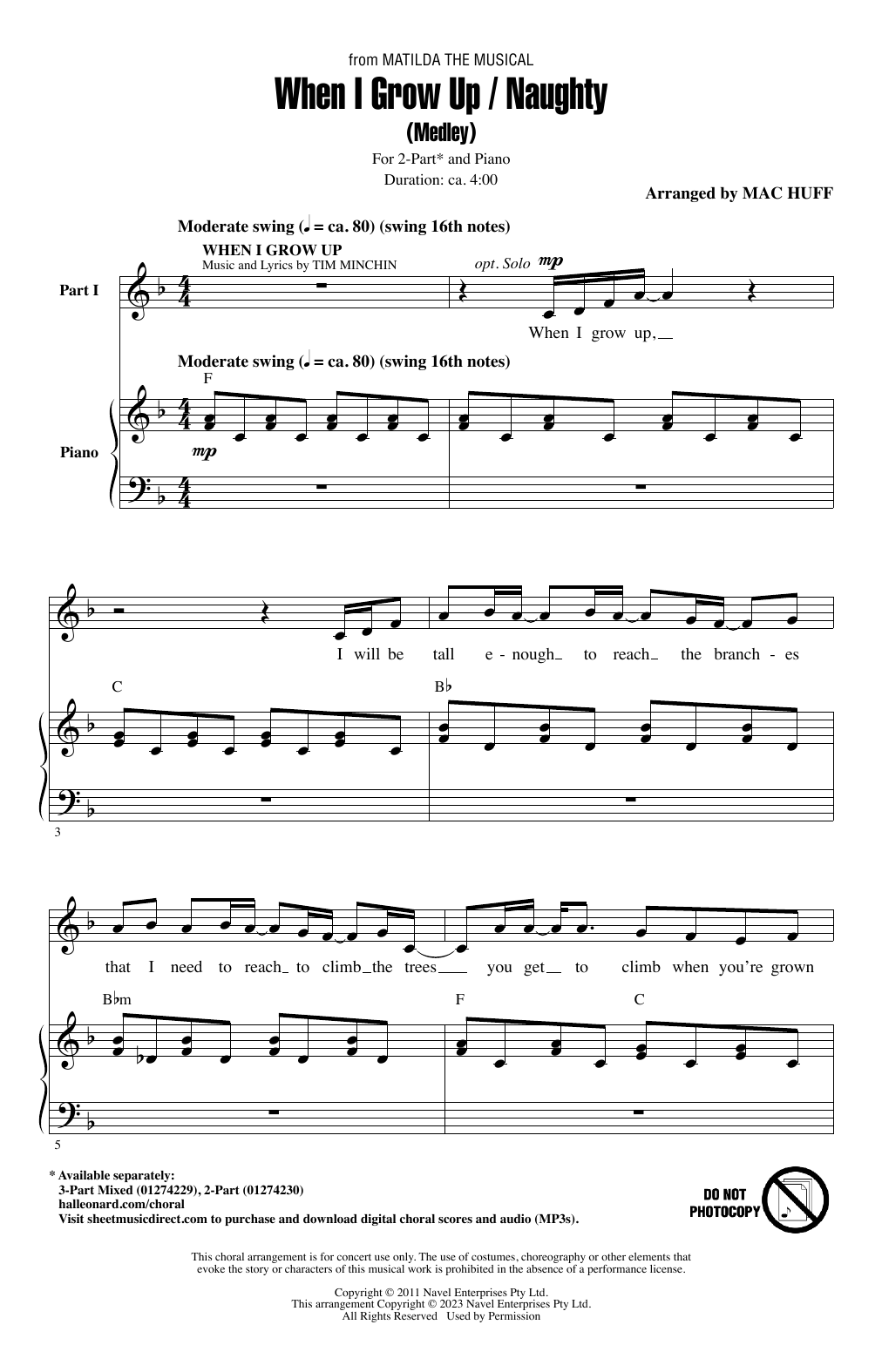 Product picture to: When I Grow Up / Naughty (Medley) (arr. Mac Huff)
