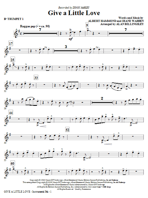 Product picture to: Give A Little Love (arr. Alan Billingsley) - Bb Trumpet 1