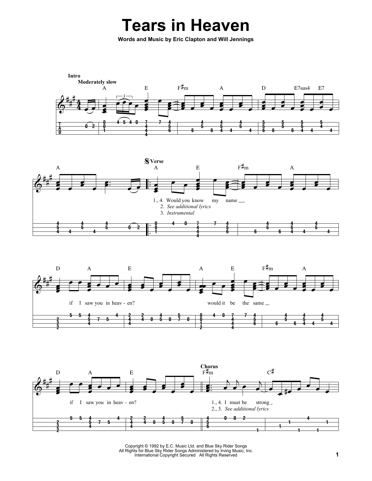 Product gallery: Page 1 of 1 Tears In Heaven, Eric Clapton