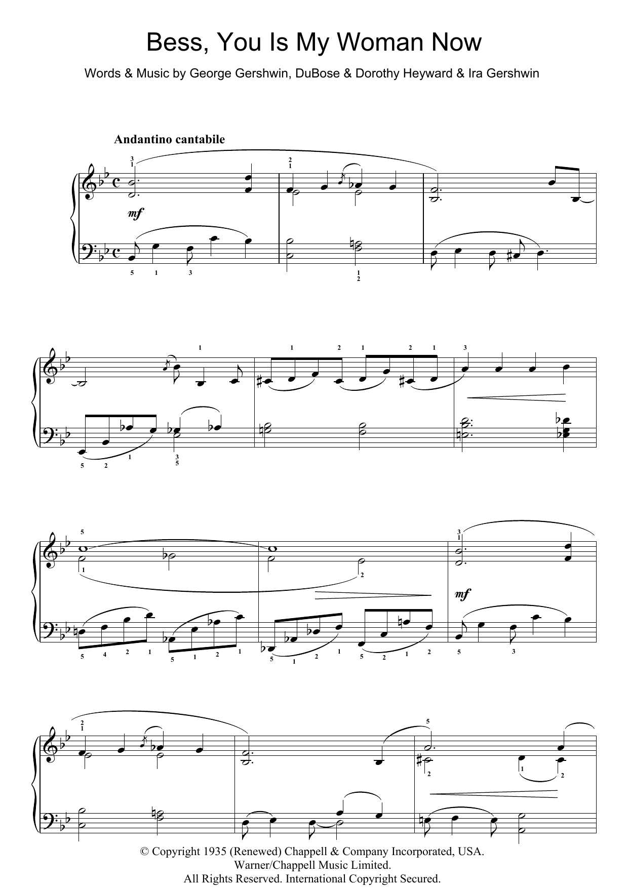 Product picture to: Bess, You Is My Woman Now (from Porgy And Bess)