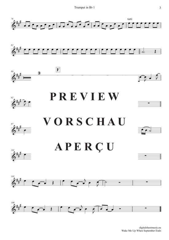 Produktgalerie: Seite 11 von 21 Wake Me Up When September Ends , Green Day, (Trompeten Trio + Klavier)