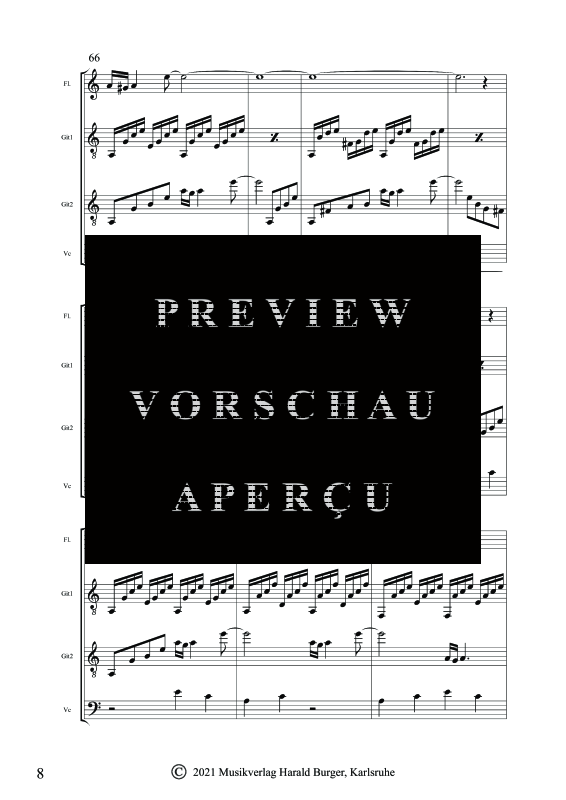 gallery: Wendeltreppe, , Gemischtes Ensemble für Flöte, 2 Gitarren und Cello - Partitur