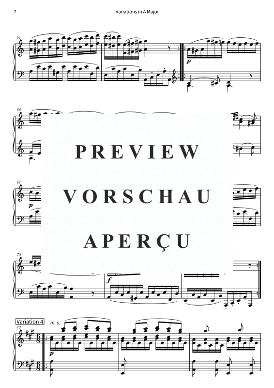 Produktgalerie: Seite 9 von 11 Variations in A Major - Andante grazioso from Piano Sonata No. 11, K. 331, , Klavier Solo