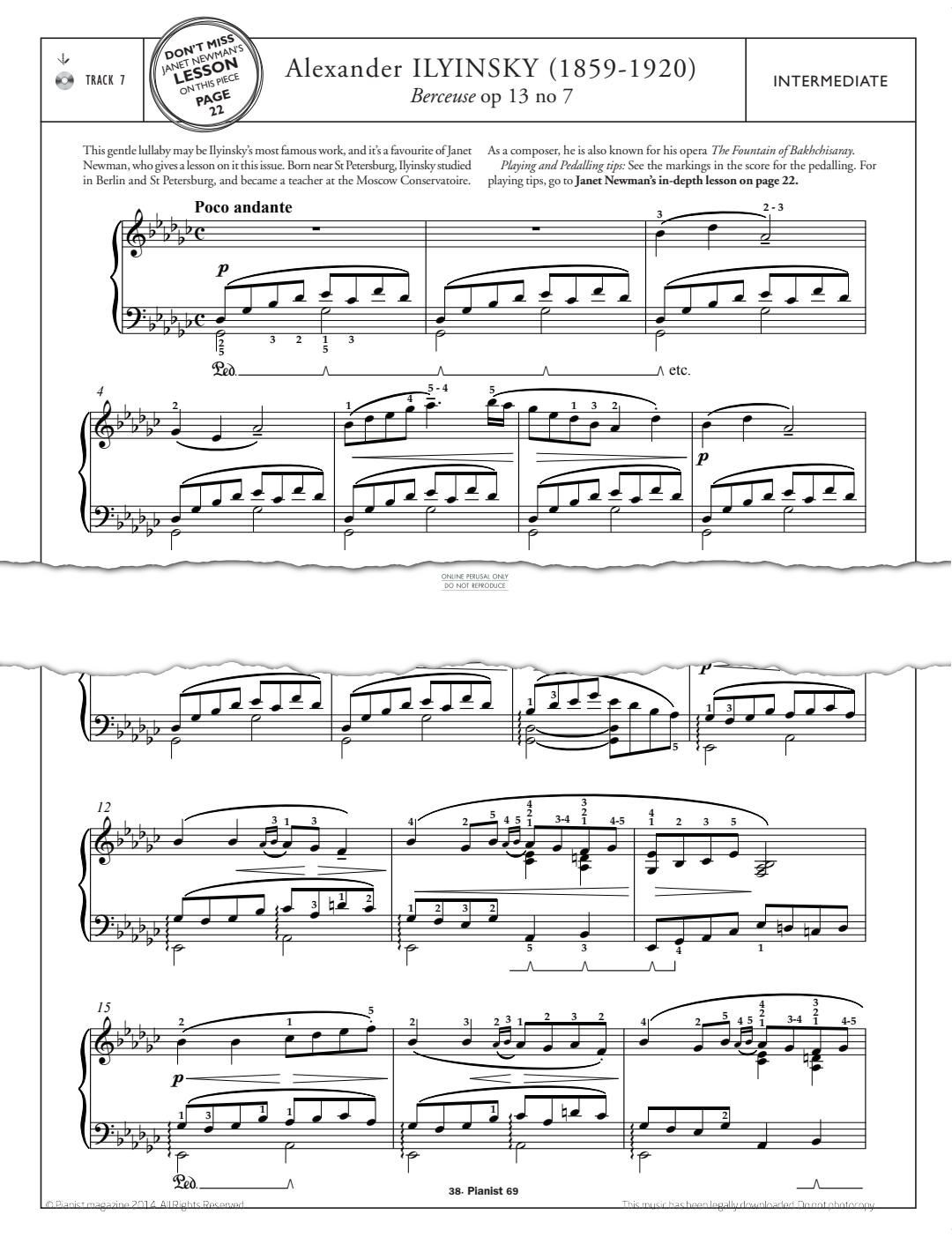 gallery: Berceuse Op.13, No.7, Alexander Ilyinsky, Klavier
