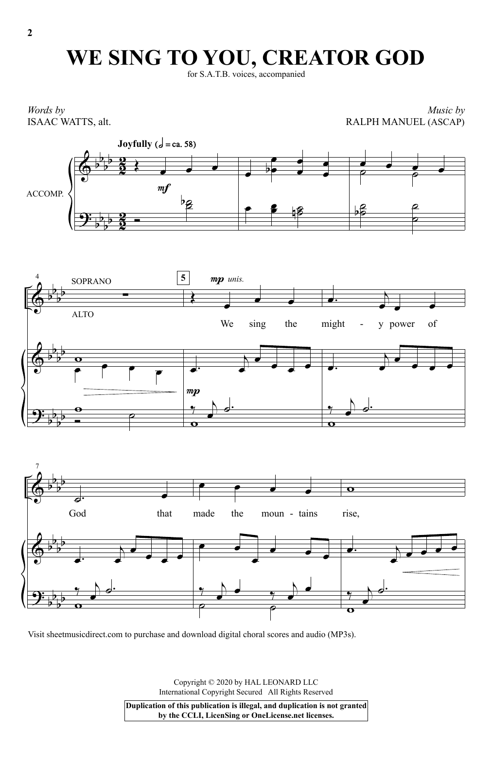Product picture to: We Sing To You, Creator God