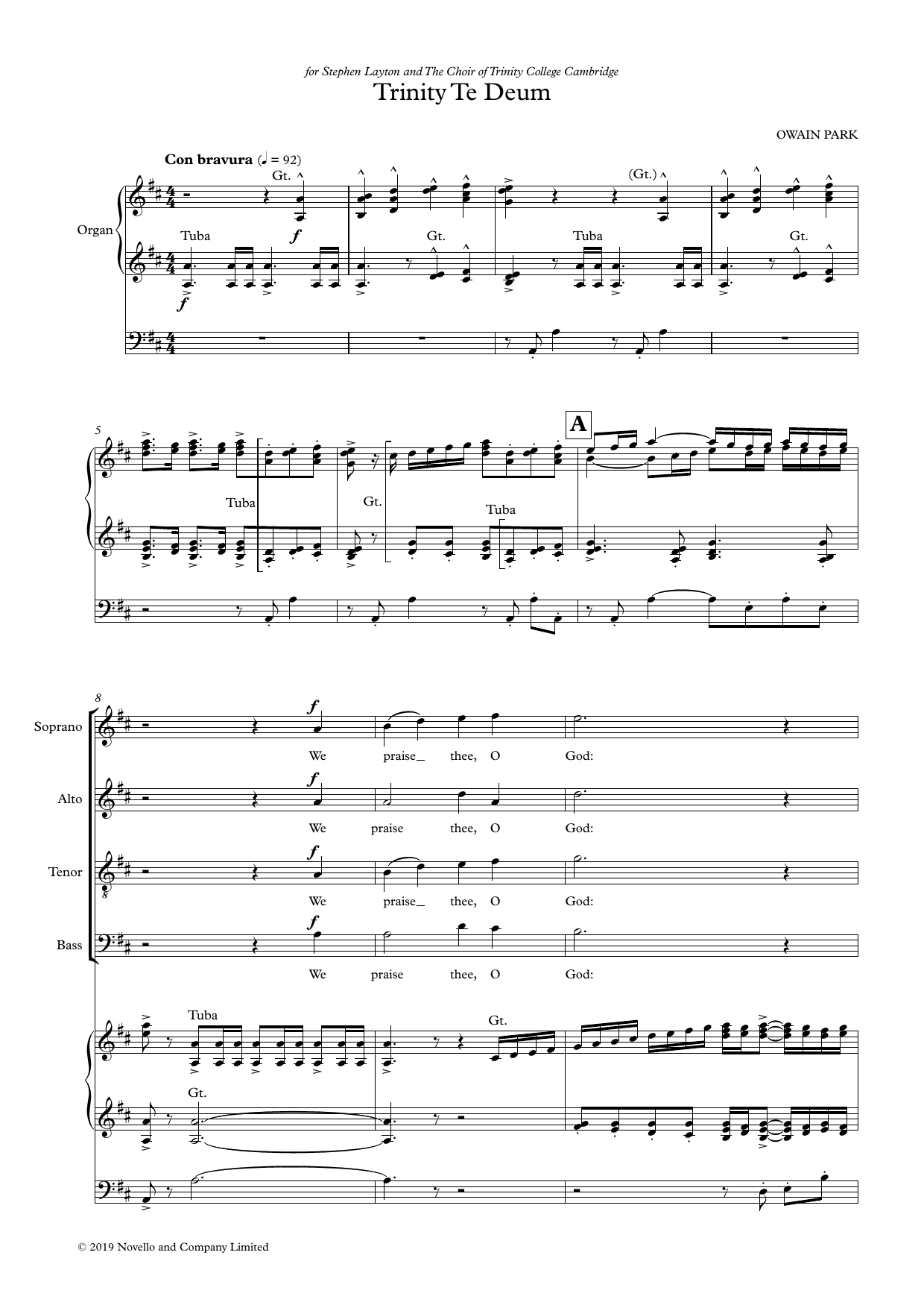 Produktbild zu:  Trinity Te Deum - Owain Park