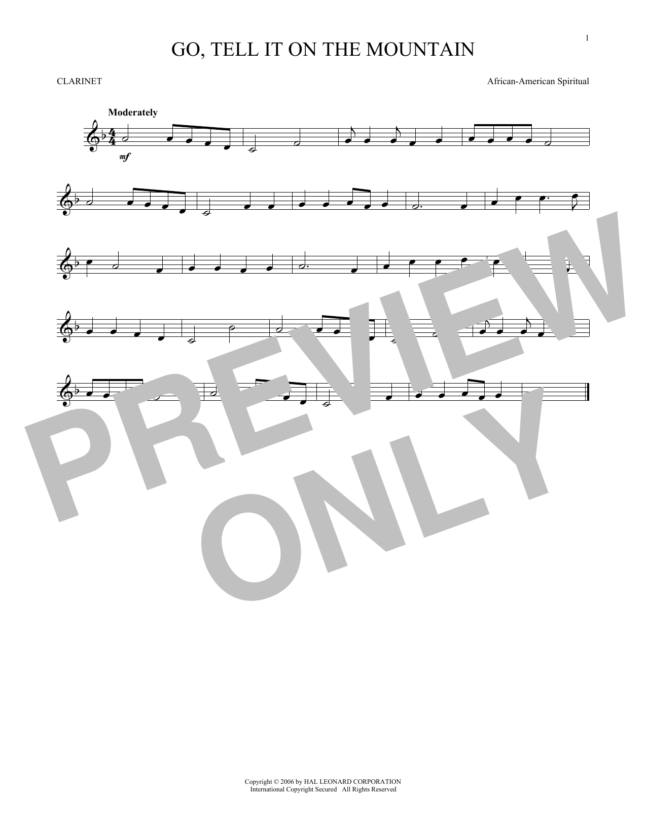 Product gallery: Page 1 of 1 Go, Tell It On The Mountain, African-American Spiritual