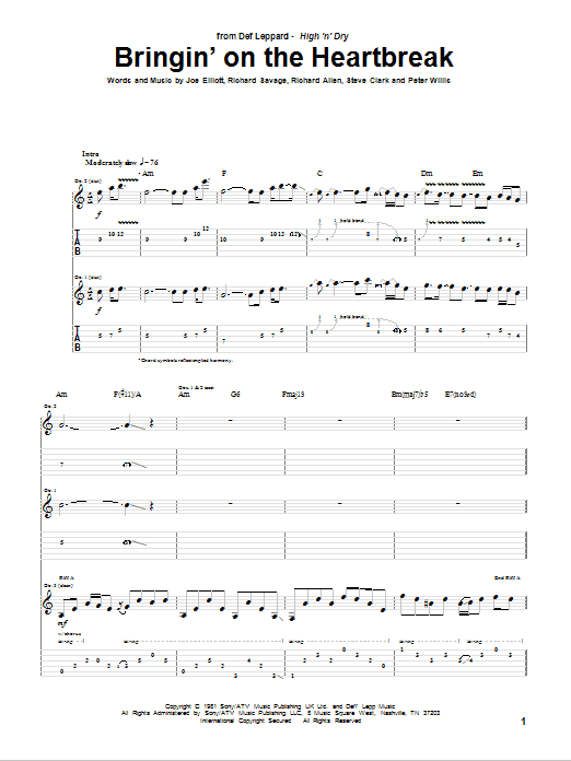 Produktgalerie: Seite 1 von 1 Bringin' On The Heartbreak, Def Leppard, Gitarre