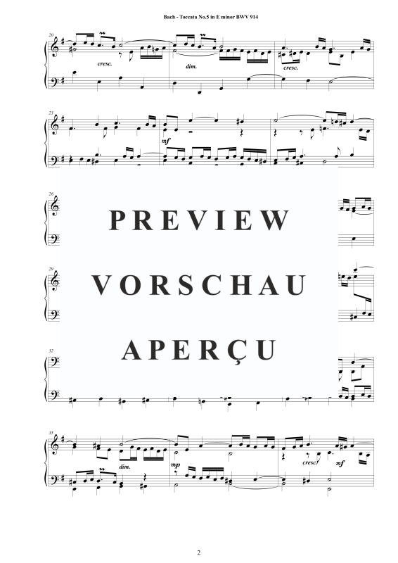 Produktgalerie: Seite 3 von 10 Toccata Nr. 5 in E-Moll BWV 914, , Cembalo/Klavier Solo