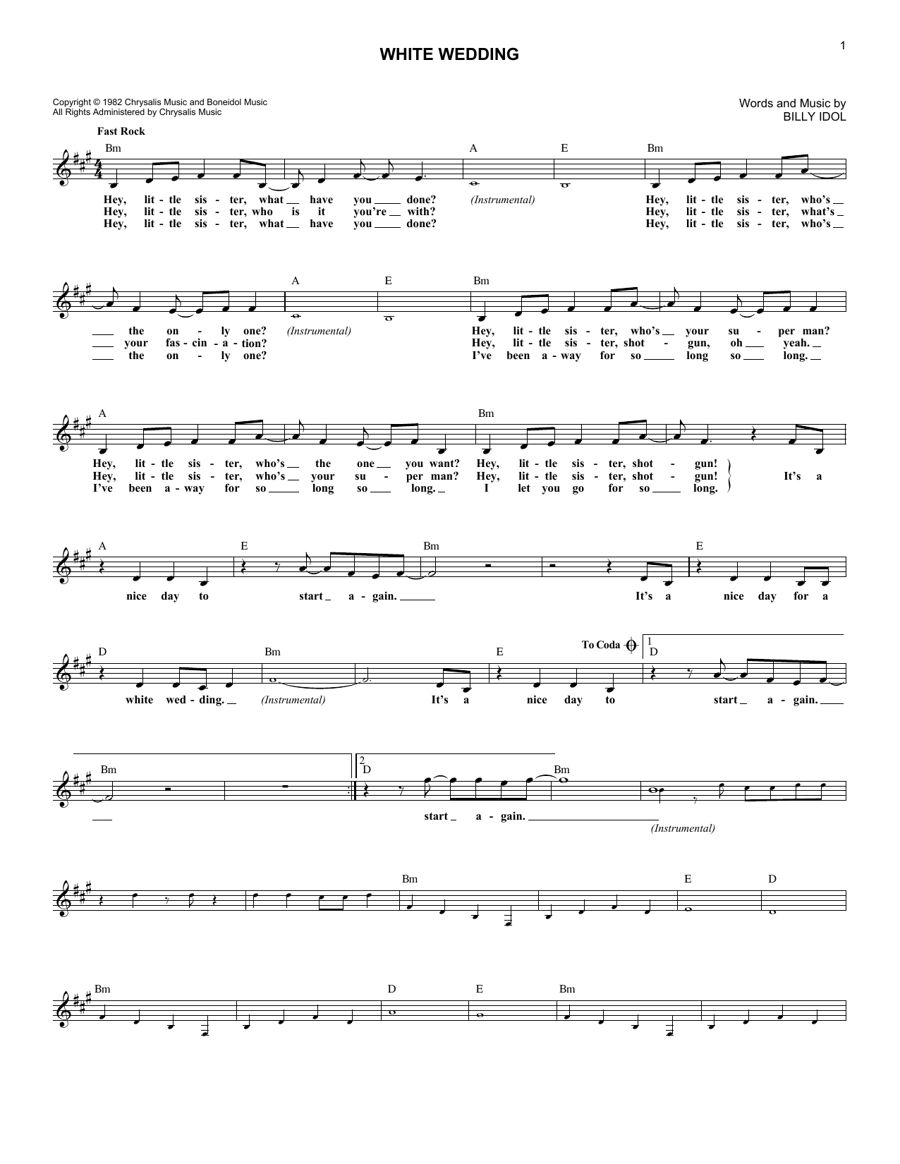 Produktgalerie: Seite 1 von 1 White Wedding, Billy Idol, Melodieinstrument