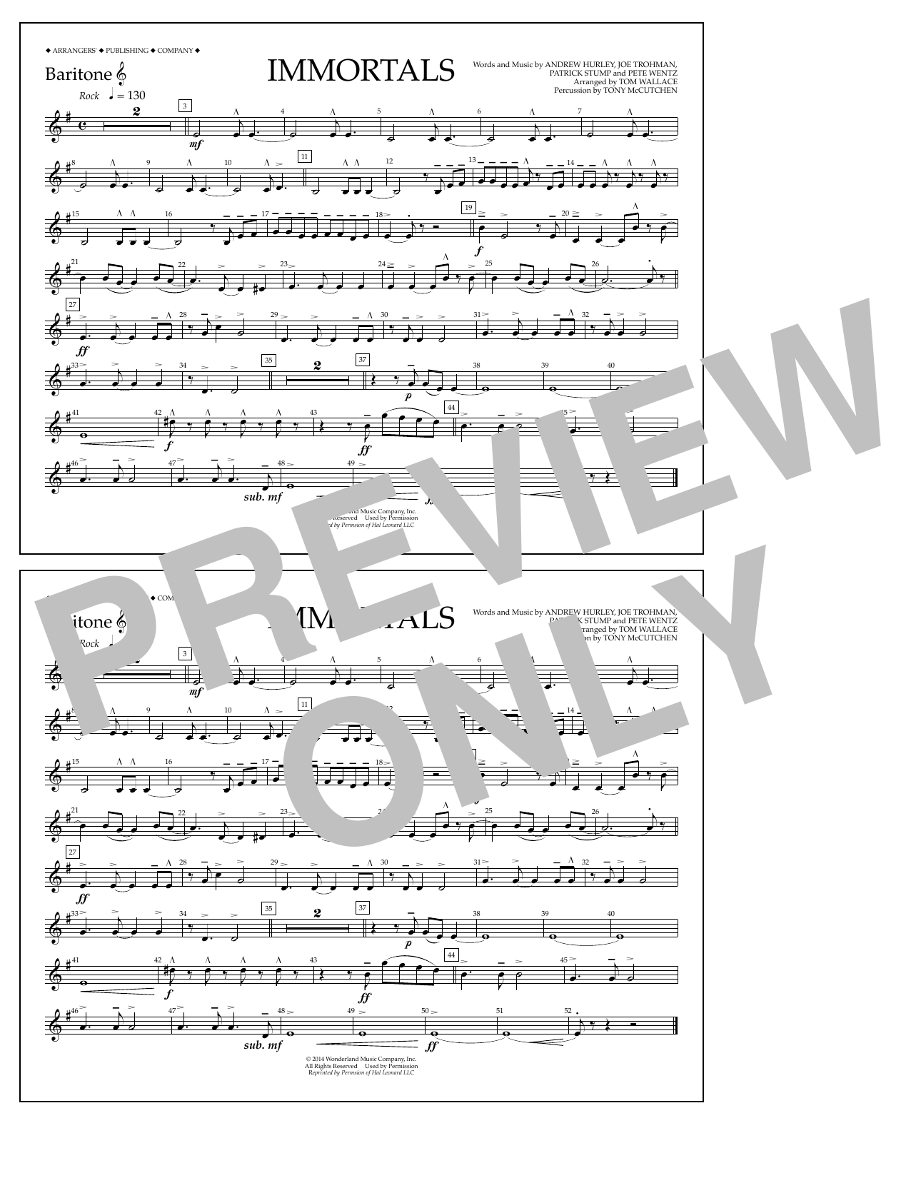 Produktbild zu: Immortals (from Big Hero 6) (arr. Tom Wallace) - Baritone T.C.