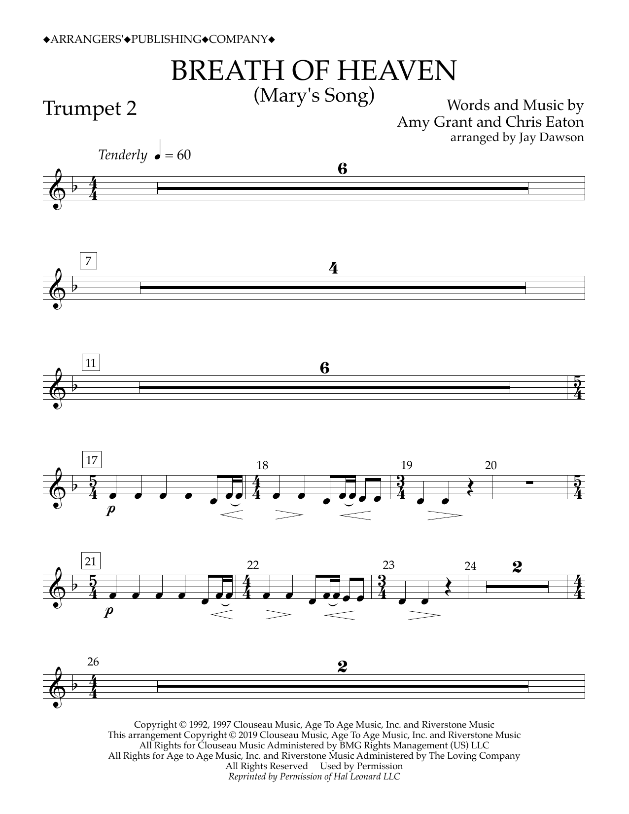 Product gallery: Page 1 of 1 Breath of Heaven (Mary's Song) (arr. Jay Dawson) - Trumpet 2, Amy Grant