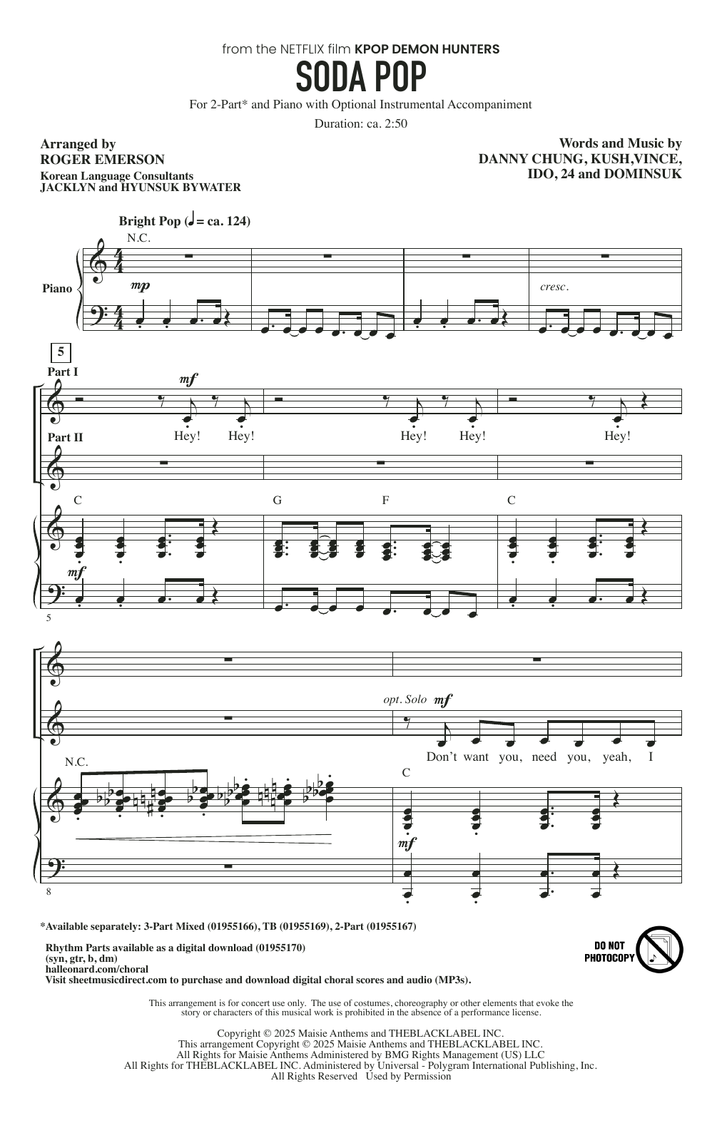 Produktgalerie: Seite 1 von 1 Soda Pop (from KPop Demon Hunters) (arr. Roger Emerson), Saja Boys, Chor
