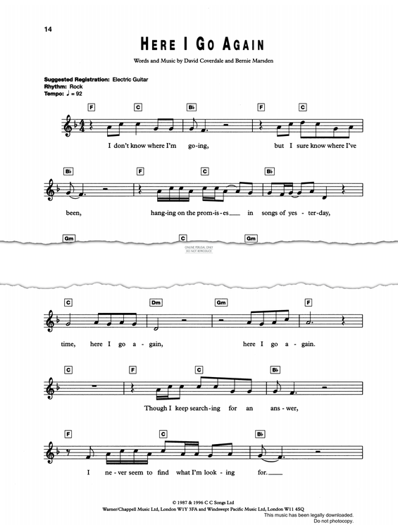 Produktgalerie: Seite 1 von 1 Here I Go Again, Whitesnake, Gesang, Keyboard