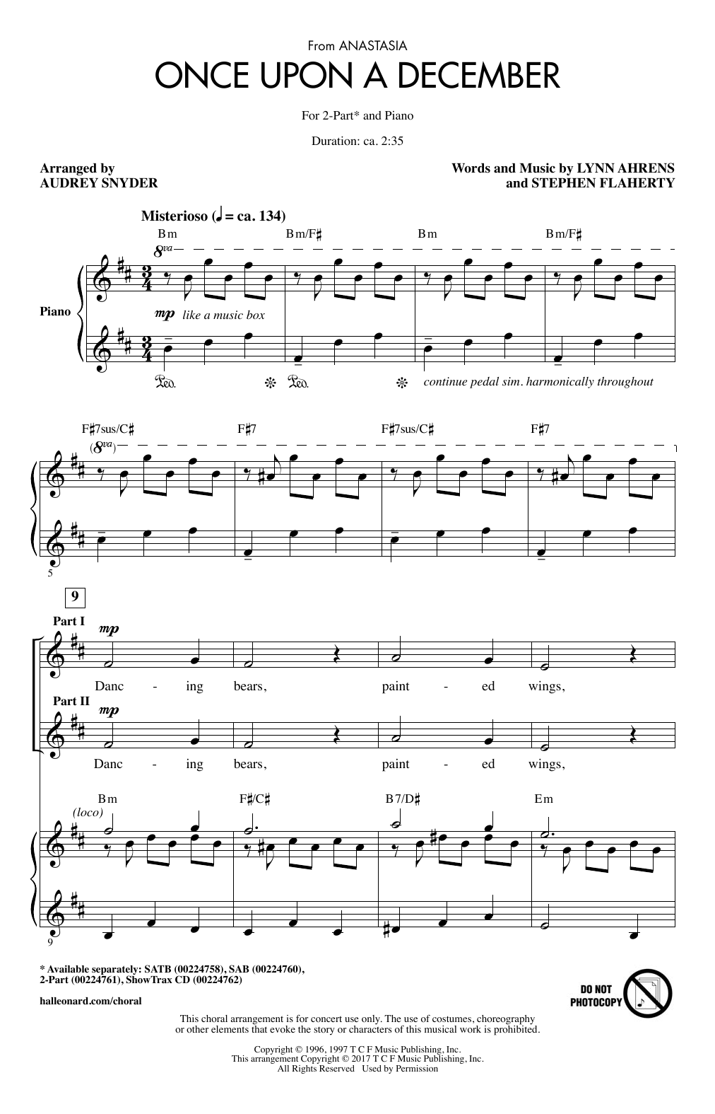 Product picture to: Once Upon A December (from Anastasia) (arr. Audrey Snyder)