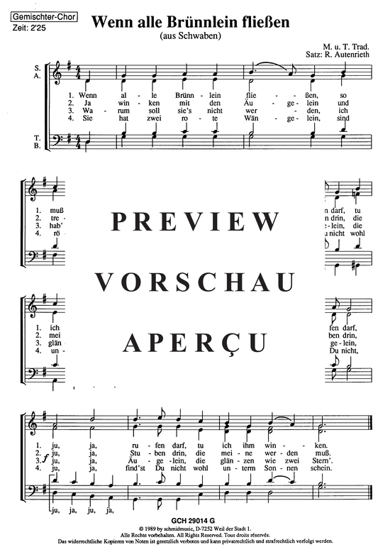 Product picture to: Wenn alle Brünnlein fließen Traditional (Satz: Ronald Autenrieth)