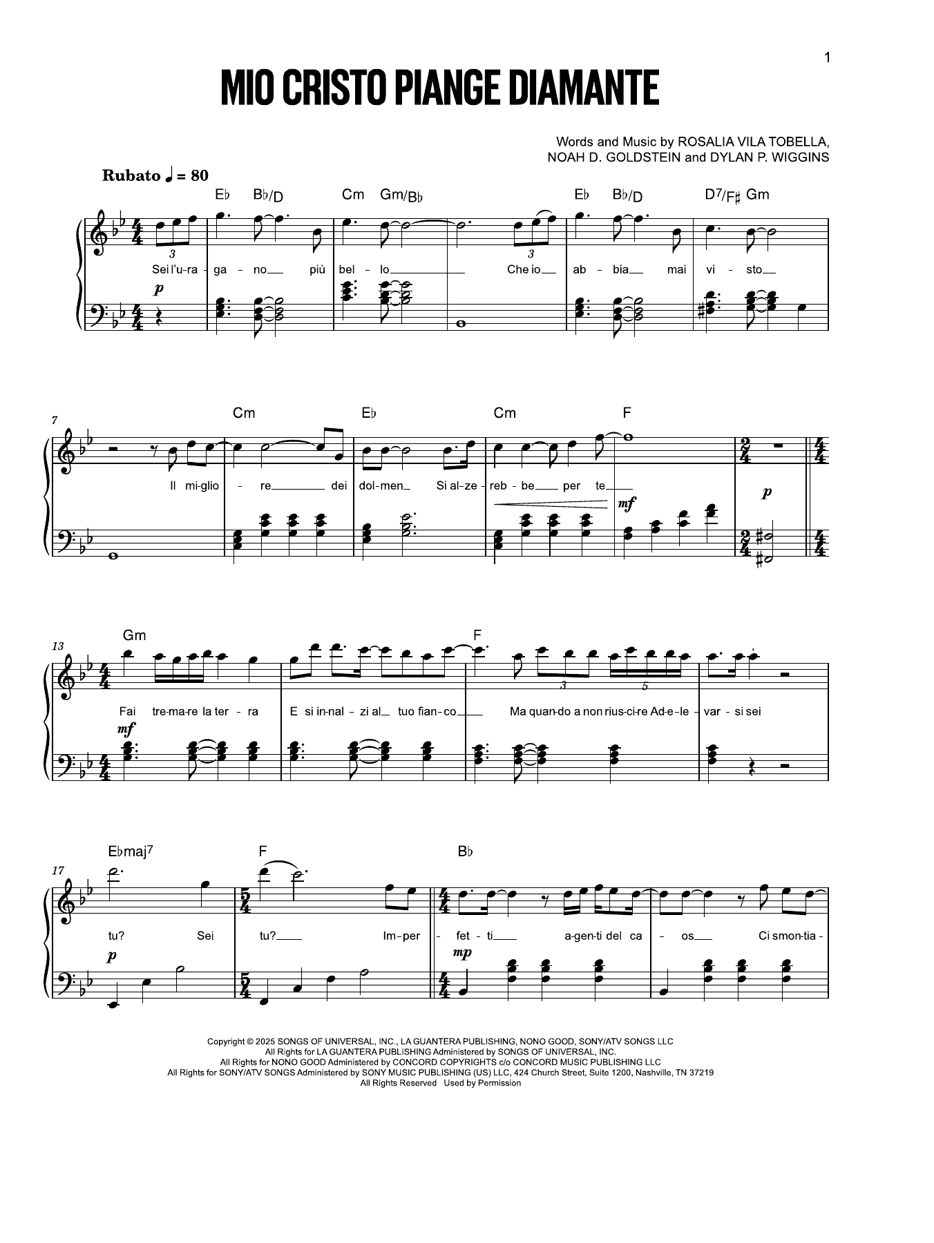 Product gallery: Page 1 of 1 Mio Cristo Piange Diamanti, Rosalía