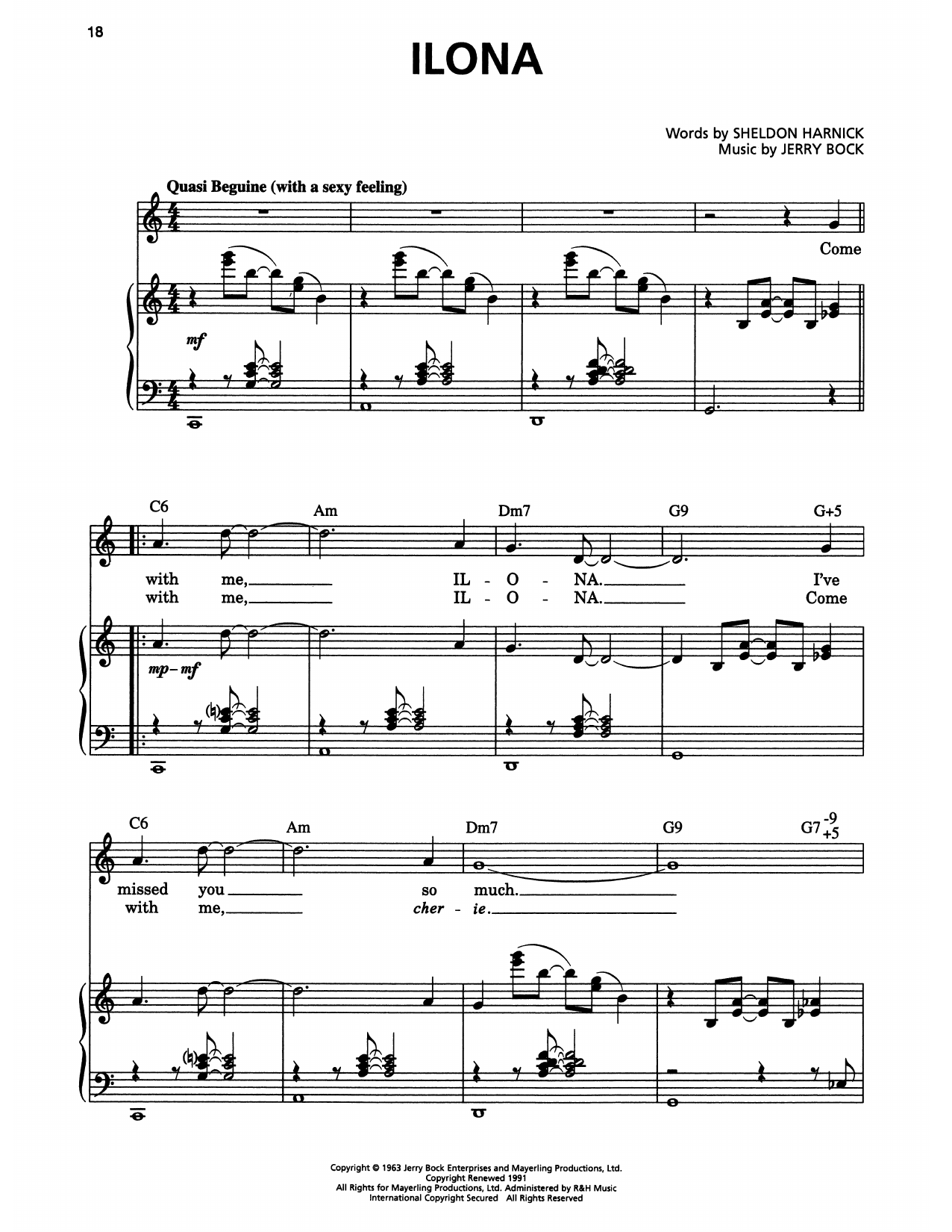 Produktgalerie: Seite 1 von 1 Ilona (from She Loves Me), Jerry Bock, Gesang, Klavier