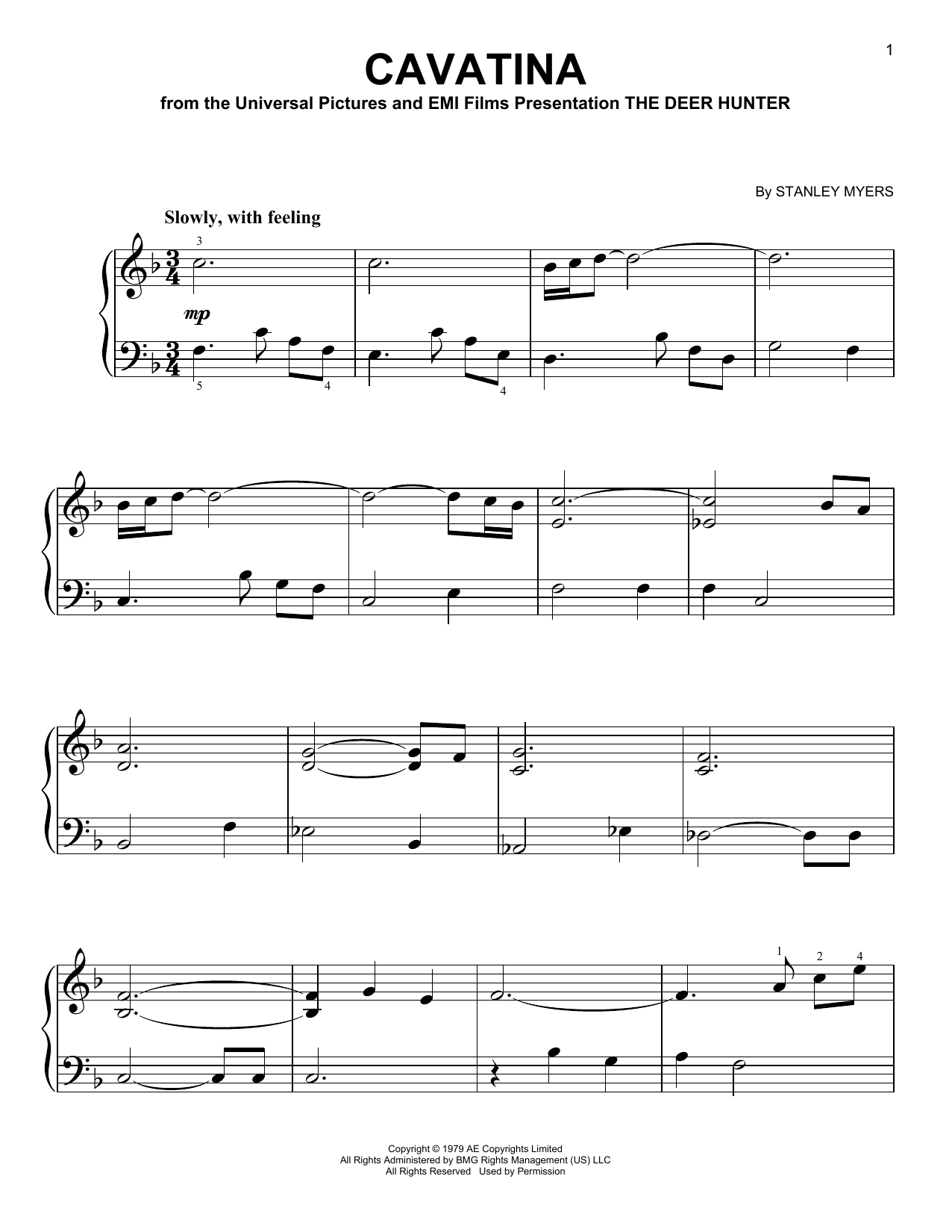 Product gallery: Page 1 of 1 Cavatina, Stanley Myers