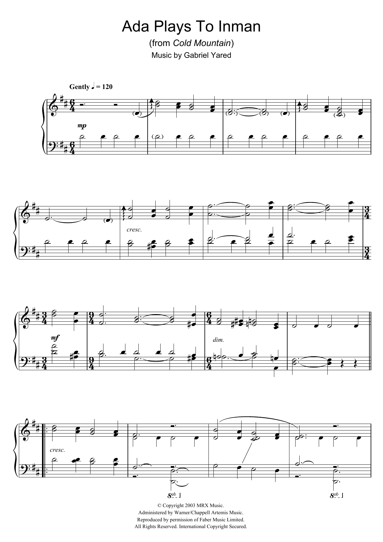 Produktbild zu: Ada Plays To Inman (from Cold Mountain)