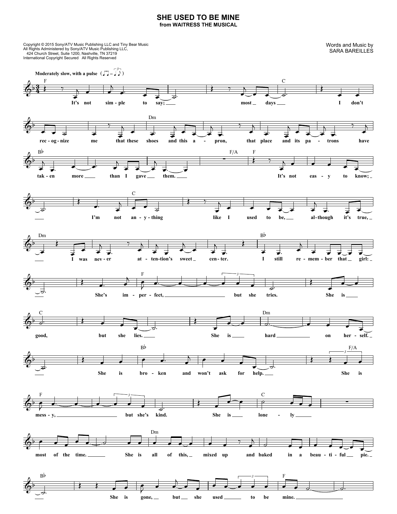 Produktbild zu: She Used To Be Mine (from Waitress the Musical)