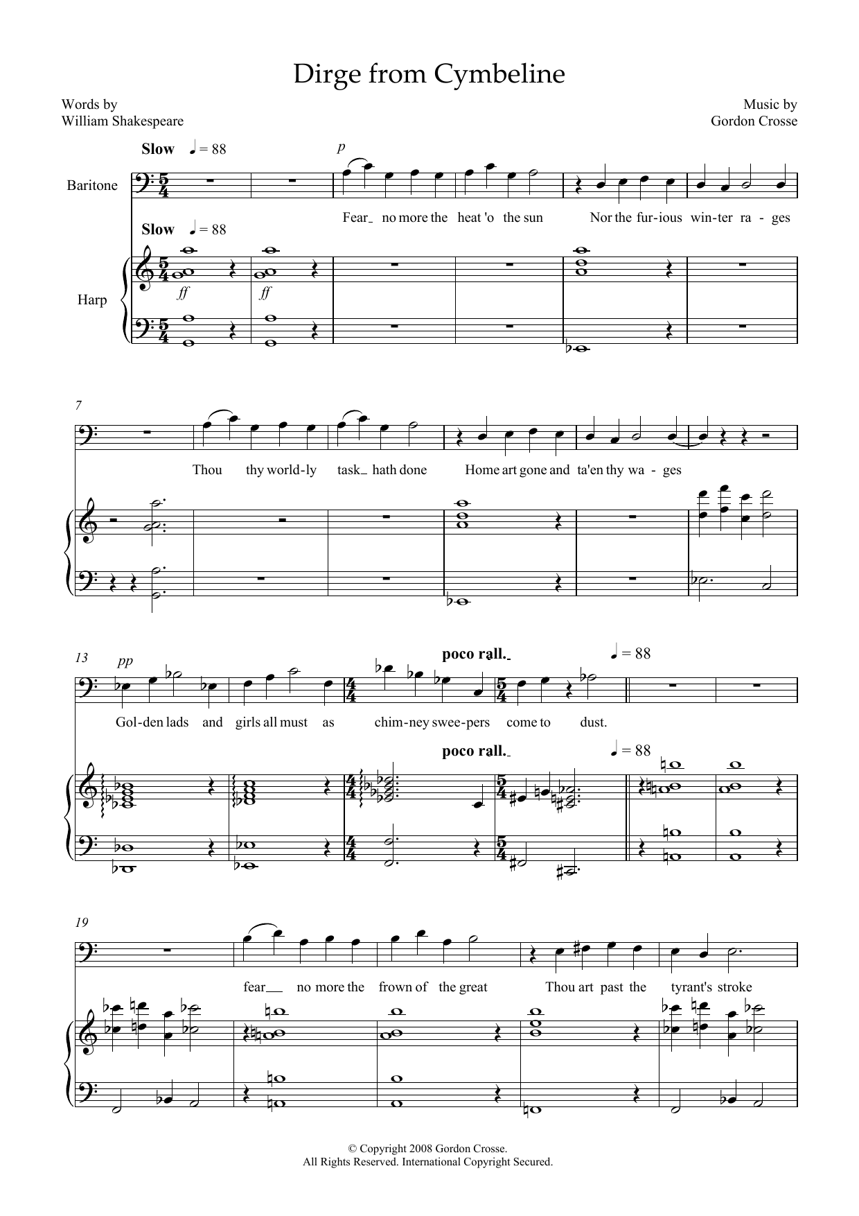Product picture to: Dirge from Cymbeline (for baritone and harp)
