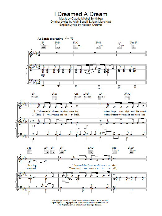 Produktgalerie: Seite 1 von 1 I Dreamed A Dream, Claude-Michel Schonberg, Gesang, Gitarre, Klavier