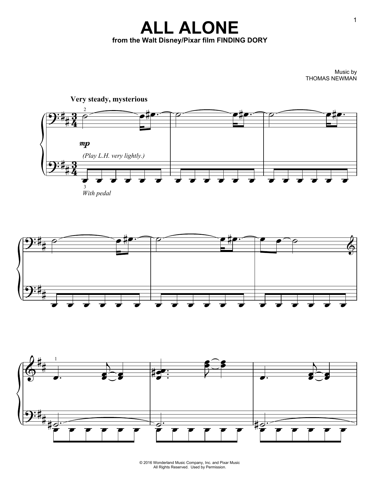 Produktbild zu: All Alone (from Finding Dory)