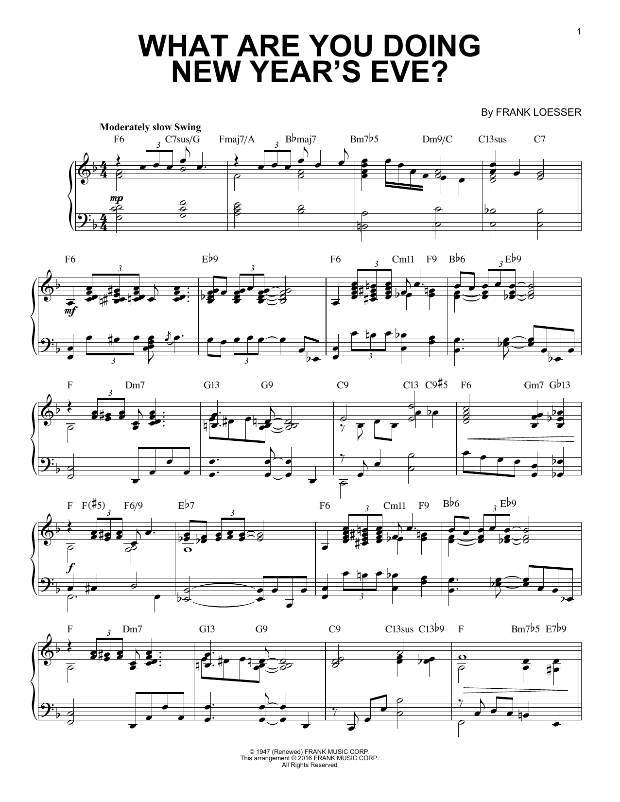 Product gallery: Page 1 of 1 What Are You Doing New Year's Eve? [Jazz version] (arr. Brent Edstrom), Frank Loesser