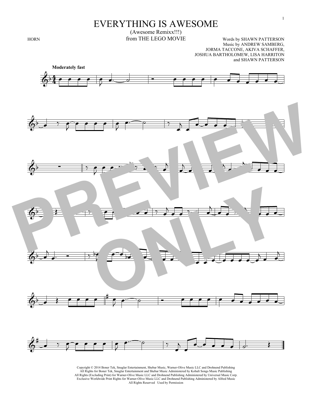 Produktgalerie: Seite 1 von 1 Everything Is Awesome (from The Lego Movie) (feat. The Lonely Island), Tegan and Sara, Horn