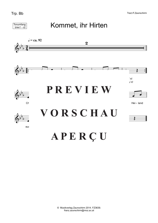 Produktgalerie: Seite 3 von 4 Kommet ihr Hirten , , (Trompete in B + Klavier)