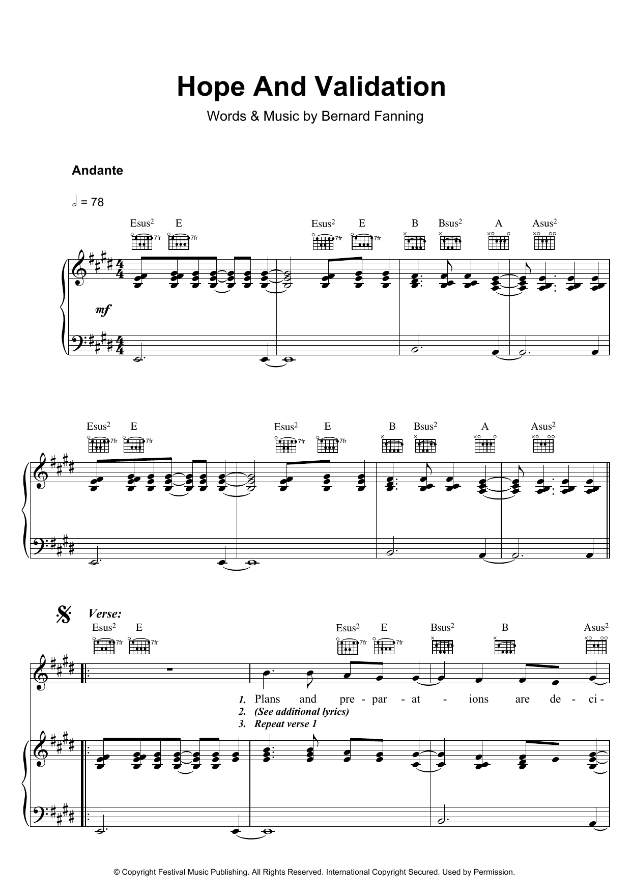 Produktgalerie: Seite 1 von 1 Hope And Validation, Bernard Fanning, Gesang, Gitarre, Klavier