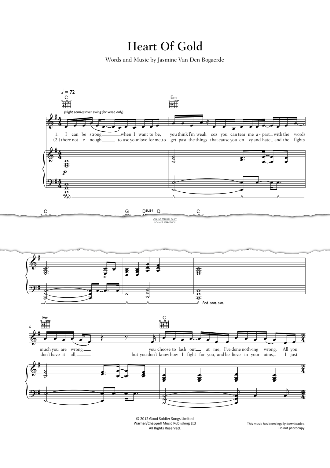 Produktgalerie: Seite 1 von 1 Heart Of Gold, Birdy, Gesang, Gitarre, Klavier